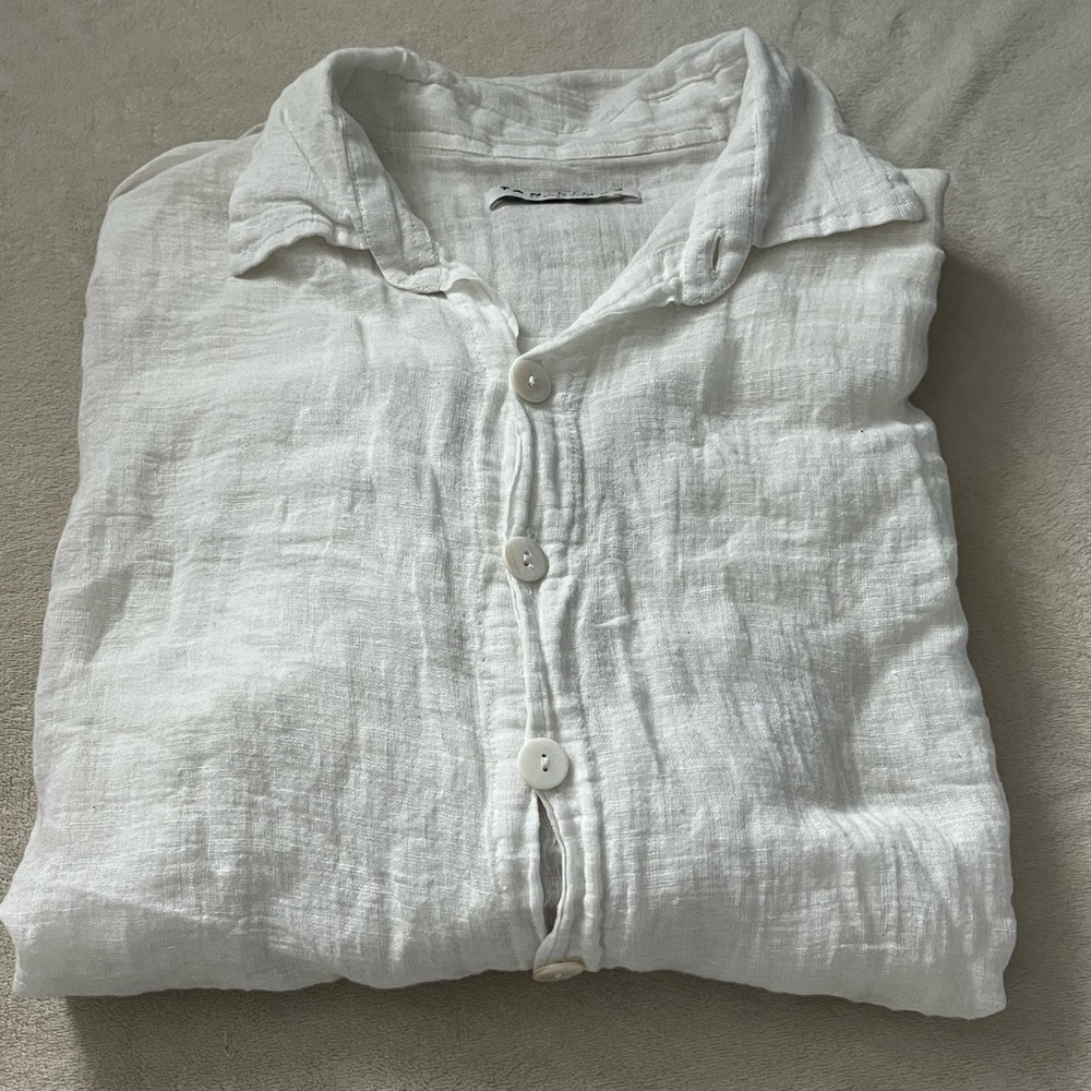 Tan + Lines by Sivan Ayla Linen Button Down